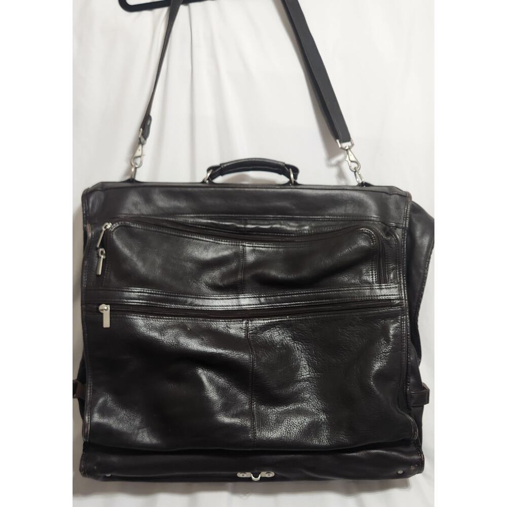 Unbranded Dark Brown Leather Hanging Garment Bag Luggage Made In‎ Columbia